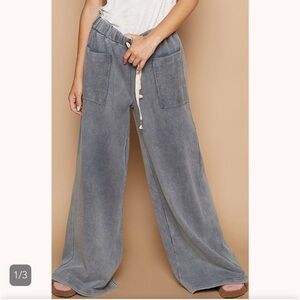 POL Gray Wide-Leg Track Pants